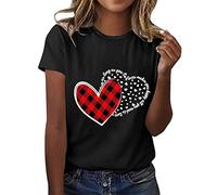 Cocila Love Tee Shirts Femmes Graphique De La Saint Valentin DrôLe Mignon Haut Film Regarder Col Rond à Manches Courtes T Chemisier Coton Manche Longue Noir Chic