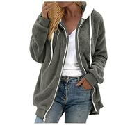 Cocila Manteau à Capuche Avec Poche Pour Femmes Doudoune Hiver (Grey L) Blouson Printemps éTé Blouson Simili Cuir Femmes Veste ZippéE 3 En 1 Court Aviateur Womens Jacket CintréE Carreaux Chic Et