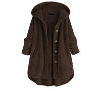 Cocila Manteau Bouton Long Poche IrréGulièRe Femmes Polaire Grande Taille Manteau à Capuche En Coton (Coffee Xxxxxl) Veste D Ete Veste Jean Courte Coupe Vent Chic Hiver Blazer Only