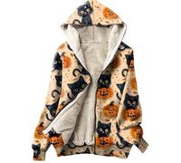 Cocila Manteau Chaud Pour Femmes Veste En Flanelle Polaire EntièRement ZippéE DoubléE Peluche Cape Grande Taille (Orange S) Blouson Bombers Camel Blouson Only Universitaire Simili