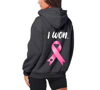 Cocila Manteau DéContracté à Capuche Et Fermeture éClair Pour Femmes Mois De La PréVention Du Cancer Sein Automne Hiver Pull Doudou (Dark Gray M) veste fleurie Femmes Jacket Blouson Printemps