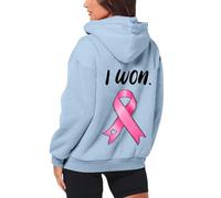 Cocila Manteau DéContracté à Capuche Et Fermeture éClair Pour Femmes Mois De La PréVention Du Cancer Sein Automne Hiver Pull Doudou (Light Blue M) veste printemps Femmes Bombers Printemps Veste