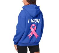 Cocila Manteau DéContracté à Capuche Et Fermeture éClair Pour Femmes Mois De La PréVention Du Cancer Sein Automne Hiver Pull Doudou (Blue Xxl) veste en jeans Femmes Veste Rouge Printemps Été