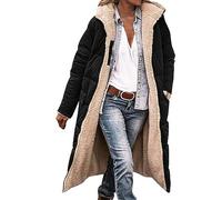 Cocila Manteau D'hiver Chaud à La Pour Dames Doudoune Capuche Manches Longues Double Long Fourrure (Black M) Blouson Cuir Femmes Veste Femmes Printemps Mi Saison En Jean Blanche ImperméAble Only