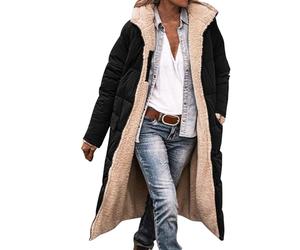 Cocila Manteau D'hiver Chaud à La Pour Dames Doudoune Capuche Manches Longues Double Longue BoufféE Blousons Femmes Blouson Bombers Femmes Veste Noir En Cuir Jean Grande Taille Bi Matiere