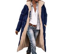 Cocila Manteau D'hiver Chaud à La Pour Dames Doudoune Capuche Manches Longues Double Longue BoufféE (Navy Xxxl) Blouson Femmes Blouson Coupe Vent Femmes Veste Militaire Kaki Bomber Bleu Marine