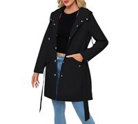 Cocila Manteau Pour Femme Veste à Capuche Avec Ceinture Et Poche IdéAl La Saison Pluies Chat Black Xxxl Militaire Femmes Kaki Veste Femmes Printemps ÉTé Vestes De RandonnéE Homme Blouson