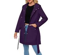 Cocila Manteau Pour Femme Veste à Capuche Avec Ceinture Et Poche IdéAl La Saison Pluies Chat Purple S Cuir Blouson Simili Cuir Femmes Veste Capuche Cowboy Kaki Printemps DéContractéE