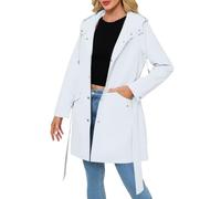 Cocila Manteau Pour Femme Veste à Capuche Avec Ceinture Et Poche IdéAl La Saison Pluies Chat White S En Jean Noir Femmes Veste Femmes Printemps ÉTé A Carreaux Doudoune Chauffante En Jean