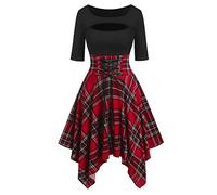Cocila Médiévale Renaissance Robes Plaid Tops Plus Size Slim Belted