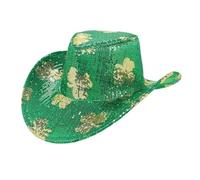 Cocila Men's and Women's Irish Sequined Cowboy Hat St. Day Green Stage Performance Bonnet Cheveux (Green One Size) Chapeau Feutre Femmes Chapeau Mariage Hommes Casquettes Bonnets Et Chapeaux Femme