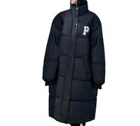 Cocila New Thick Stand Collar Cotton Padded Coat Women Winter P Letter Plus Long Bread Loose Over The Knee Jolies Vestes Noires Pour Femmes (Black L) Veste Blanche Femmes Veste Simili Cuir Femme