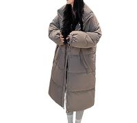 Cocila New Thick Stand Collar Cotton Padded Coat Women Winter P Letter Plus Long Bread Loose Over The Knee Jolies Vestes Noires Pour Femmes (Coffee L) Veste Femmes Cuir Noir Blouson Mi Saison