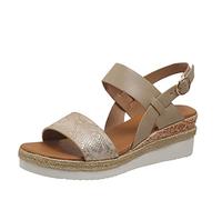 Cocila Nue Pied Femmes Ete Fashion Lines Imprimer Cuir Bout Ouvert Boucle Talon Pente Semelle ÉPaisse Sandales orthopedic sandals Femmes Chaussures Pieds Larges Chaussure De Marche