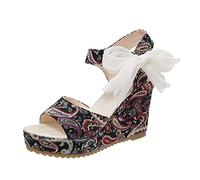 Cocila Orthopedic Sandals Femmes En Tissu Imprimé Bouche CompenséE Fleur Sandales Pour Dames Plate De Poisson Noix Cajou Sandalestte Femmes Chaussure Confort Chic Sabot Plastique