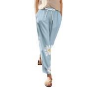 Cocila Pantalon Ample pour Femme Décontracté Taille Haute avec Ceinture Élastique Et Poches Imprimé Lin Automne Fluide Lin Jogging Jupe Culotte Été Yoga Large Sarouel Coton Golf Baggy