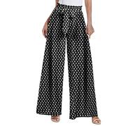 Cocila Pantalon Ample pour Femme Large Printemps/Été avec Nœud Décontracté Taille Haute Plié Sarouel Coton Le Lin Fluide Jogging Baggy Ballon Palazzo Élastique Jupe Culotte Grande Golf