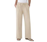 Cocila Pantalon en Lin Femme Fluide Été Léger Ample Décontracté Coton Et pour Femme Couleur Unie Tendance Décontracté avec Cordon De Serrage Portefeuille A Nouer Grande Taille Elastique Kaki 3XL