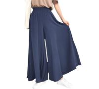 Cocila Pantalon Ete Femme Leger Ample pour Femme Grande Taille Taille Élastique Jambes Larges Plage Décontracté Sarouel Jupe Culotte Large Fluide Pantalons Été Lin Golf D Été Larges Bas Bleu S