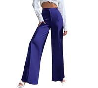 Cocila Pantalon Femme Taille Haute Pantalons D Opération Frontalière pour Les Nouveaux Déplacements Frontaliers Européens Et Droit Drapé Chic Linen Pants Women Leger Ample Fluide Léger Baggy Bleu L