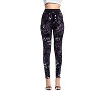 Cocila Pantalon Large Noir Pantalons De Yoga Convient pour Les Femmes Jeans Élastiques Leggings Imprimé À Rayures Thermique Imitation Denim Leggings Collants Pantalon De Randonnée Legging