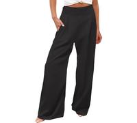 Cocila Pantalon Palazzo Pour Femme Ample Et Décontracté À Taille Haute Femme Jambes Larges Poches Fluide Petite De Jogging Baggy Été Chic Jupe Culotte Golf Sport Infroissable Viscose Lin Coton Le noir