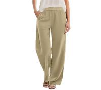 Cocila Pantalon Palazzo pour Femme Décontracté Ample en Coton Et Lin Grande Taille Confort Léger Été Bouffant Pantalons De Sport Fluide Viscose Jogging Golf Ete Chic Jupe Culotte Large Leger Beige M