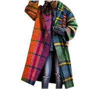 Cocila Pardessus pour Femmes éPaissi Classique Longue Longueur Couleur Assortie Imprimé à Carreaux Hiver Manteau D'extéRieur avec Poches Cardigans Plumeau LéGers pour Femmes Veste Courte Femme