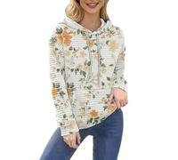 Cocila Pull À Capuche Femme Island Zipper pour avec Poche Imprimé Léopard Et Notes De Musique Grande Taille Veste Sport Pulls Sweat Sweatshirt Coton Oversize Shirt Sweet A Vestes Fitness Vest Orange