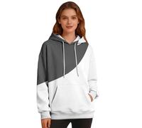 Cocila Pull À Capuche Manches Longues pour Femme Col Rond Haut d'automne Sweatshirts Veste Sweat Longue Gilet A Zippé Large Oversized Hoodie Sweet Court Automne Shirt Sweatshirt Coton Chaude Grey L