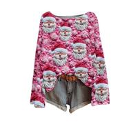 Cocila Pull À Manches Longues Imprimé Noël Décontracté pour Femme Noel De Chic en Coton Ridicule Vêtements Pull'De Grande Taille Sweatshirts Pulls Habit Rouge Sweat Shirt Vetement Fete Pul