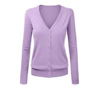 Cocila Pull Cardigan à Col en V pour Femmes Et Veste De Couleur Unie Mignons ImperméAbles (Purple XL) Veste Jean D Ete Blouson Jean Bi Matiere Sport Vestes RandonnéE Homme Grande