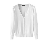 Cocila Pull Cardigan LéGer à Col en V pour Femme (Disponible Grande Taille) Gilet Long Matelassé Taille (White XXXXL) Veste Blanche Veste Jean Homme Manteau Japonais Pluie Les Petites Bombes