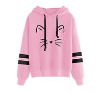 Cocila Pull Court Femme Solde Pull Femme avec Strass Capuche Amovible Seule Femme Pull De Noel Retour vers Le Futur Pull Streetwear Femme Sweat Rose Pale Femme Polaire Femme Chat Solde