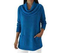 Cocila Pull Femme Chic d'automne-Hiver pour Coupe Ample Couleur Unie | Poches Manches Longues Et Col En Polaire Sweatshirt Chaud Vintage Pullover Laine Hiver Tricot Haut Elegant Chandail Oversize