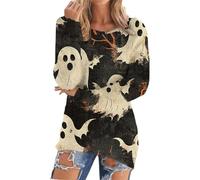 Cocila Pull Femme Chic en Peluche À Col Rond Et Manches Longues pour | D'Halloween Court Devant Long Tunique Grande Taille Pulls Sweater Chics Longue Large Leger Gilet Sweatshirt Vêtements Chaud