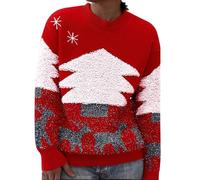 Cocila Pull Femme Hiver Renne Ample Et pour Noël Le Nouvel an Un Haut | Polyvalent Élégant Pulls Tunique Grande Taille Chic Tres Chaud En Laine Polaire Tricot Cachemire Vintage Vert Léger