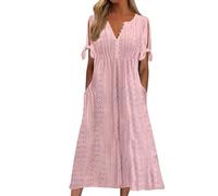 Cocila Robe AjouréE à Manches Courtes Et Col en V pour Femmes Couleur Unie La DéContractéE Blouse Auxiliaire De Vie T Shirts De Noel Femme Polo Femme Manches Longues Chemise Tee Shirts Noir T