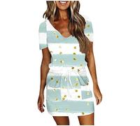 Cocila Robe Short Femme Intégrée Tunique Chic et Elegant Fête Cocktail Mini Robe sans Manches Robe Tunique à col en V imprimé Floral avec Poches Robe de soirée pour Les Occasions spéciales