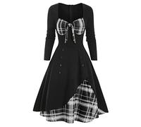 Cocila Robe Traditionnelle Médiéval Femme Sexy Casual Plaid Imprimer