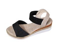 Cocila Sandale Femme Confortable Mode Bout Ouvert De Plage D'Été À Semelle Épaisse Pour Femmes Grande Taille Avec Boucle Élastique Nouvelle Plastique Talon Plateforme Nue Pied Ete Sandales Le noir 37