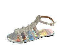 Cocila Sandale Femme Confortable Mode Bout Ouvert De Plage Sandales Femmes Été Boucle Rétro Plat Chaussure Ete Chaussures Women Sandals Piscine D'Été Confort D Confortables Compensées Pieds Argent 40