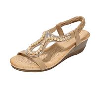 Cocila Sandales Bout Ouvert Femme Bijoux Women'S Spring And Summer Fashion Beads With Sandals Sandale Voute Plantaire Pieds Nus Randonnée Chaussure Confort Piscine Compensee Ete Pied Extra Large Beige