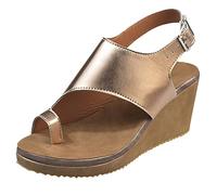 Cocila Sandales CompenséEs Femmes Tendance Color Sandals Chaussure Pour Solid Toe Round Fashion Buckle (Gold 42) Chaussure Compensee Femmes Barefoot Womens Black Ladies Shoes Champagne Sexy