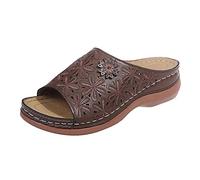 Cocila Sandales Compensées Pour Femmes Chaussures À Plateforme Summer -On Beach Open Toe Respirantes Broderies Orthopediques Mule Femme Sandale Été Claquettes Cuir A Talon Confort Compensé Kaki