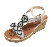 Cocila Sandales Cuir à Talons InclinéS Pour Femmes Bout Ouvert Bride éLastique Bouche De Poisson Chaussure D'éTé Femmes Confort Chaussure CompenséEs MéDuses Basket Ouverte OrthopéDiques