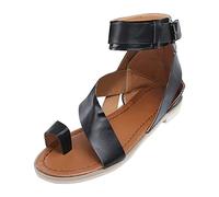 Cocila Sandales Cuir Flops Plat Chaussures éVidéEs Pour Femmes éTé Bouche Talon Poisson (Black, 42) Sandales Femmes Confort Pieds Larges Chaussure Orthopedique SoiréE Nu ÉTé Confortable