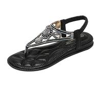 Cocila Sandales De Plage Femmes Confortables BohèMes Tongs Glamour String Pour Strass DéCor Slingback Plates (Black 39) Chaussure CompenséE Femmes Claquettes Black Mules Shoes For Women