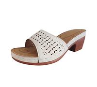 Cocila Sandales Et Mules Pour Femmes éTé éVidé En Cuir éPais à Talons Hauts Sandales Femmes éTé Chaussures Semelles Confort Sandale Pied Large Sabot OrthopéDique OrthopéDiques Jardin Talon