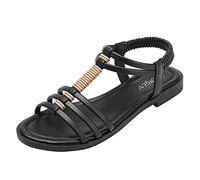 Cocila Sandales Et Mules Pour Femmes éTé Plat Bout Ouvert Sangle Respirant Confortable Solide éLastique Sans Lacet Romain Sandales et mules pour Femmes Cuir Été Chaussure Marche Semelles